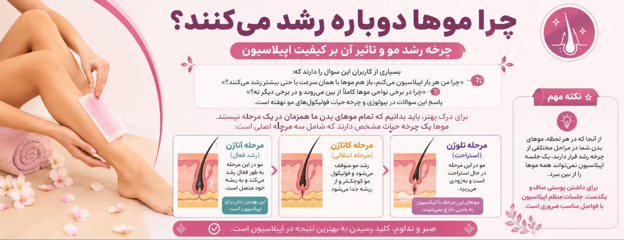 چرا موها دوباره رشد می‌کنند؟ چرخه رشد مو و تاثیر آن بر کیفیت اپیلاسیون